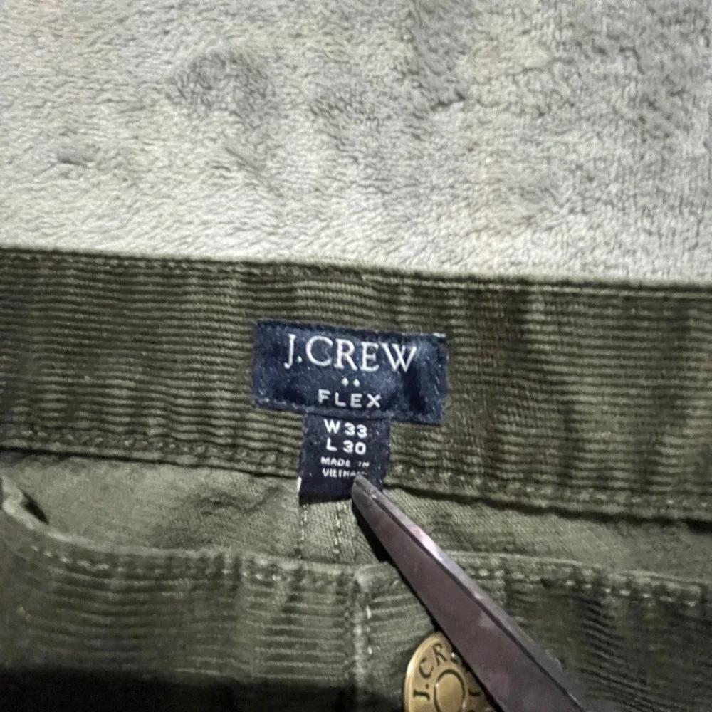 J.Crew Corduroy Pants Mens 33x30 (Meas. 35x29) Olive Green Flex Slim Fit J7334